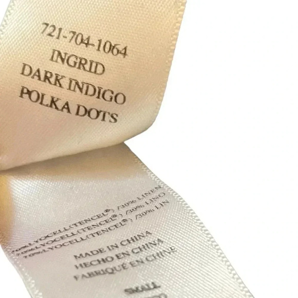 Rails Chambray Button Down Denim Polka Dots Long Sleeve Linen Blend Ingrid - Picture 8 of 9